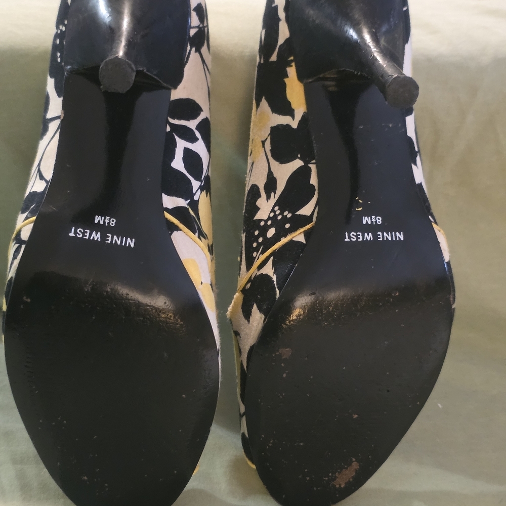 Nine West Black and Yellow Heels for a Bold Statement